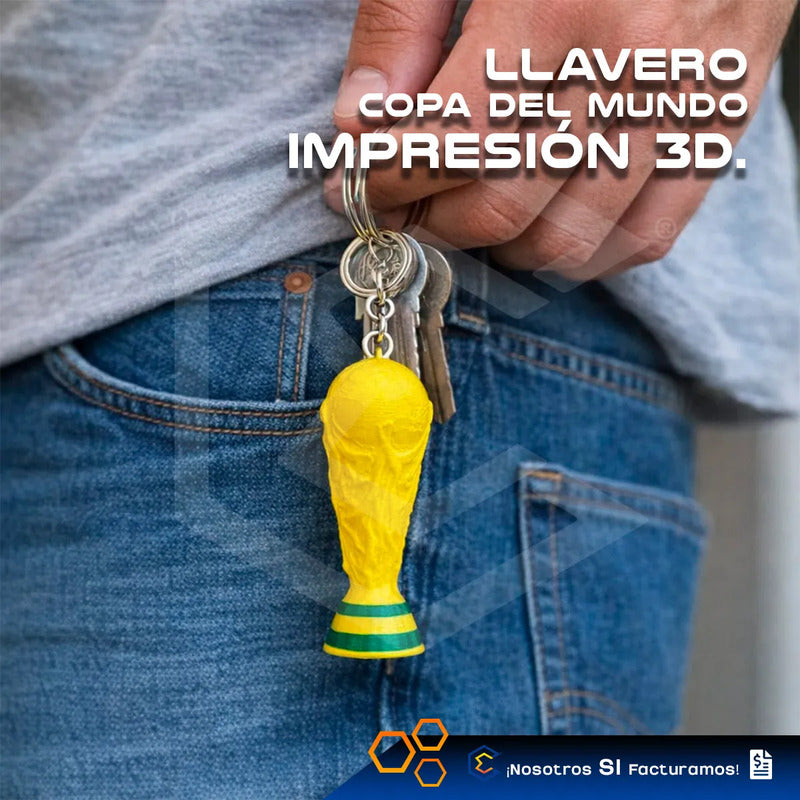 5 Llavero Trofeo Dorado Futbol Copa Mundial 2026 3d Petg Dorado