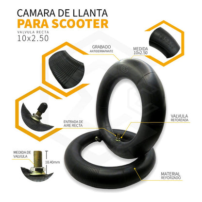 Cámara Para Llanta 10x2.5 Pulgadas Scooter Eléctrico Recto T Schrader