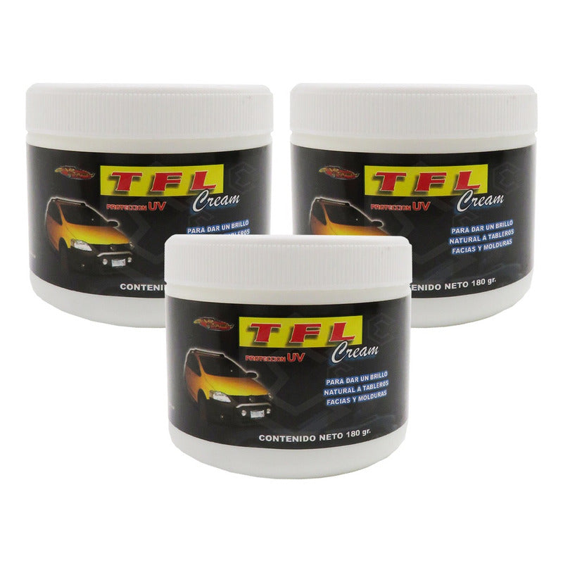 3 Crema Abrillantadora Tablero Facia Moldura Protección 180g Blanco