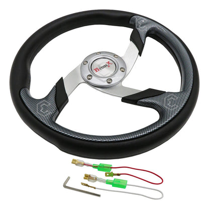 Volante Deportivo Universal Metal Fibra De Carbon Con Negro