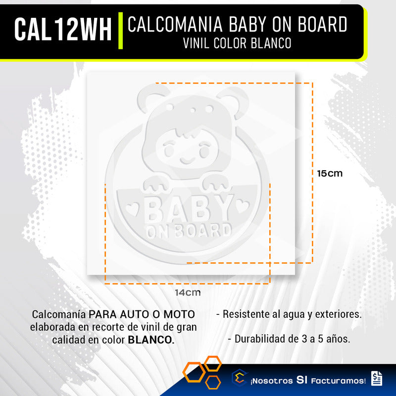10 Calcomanía Bebé A Bordo Sticker Vinil Auto Moto 14cmx15cm