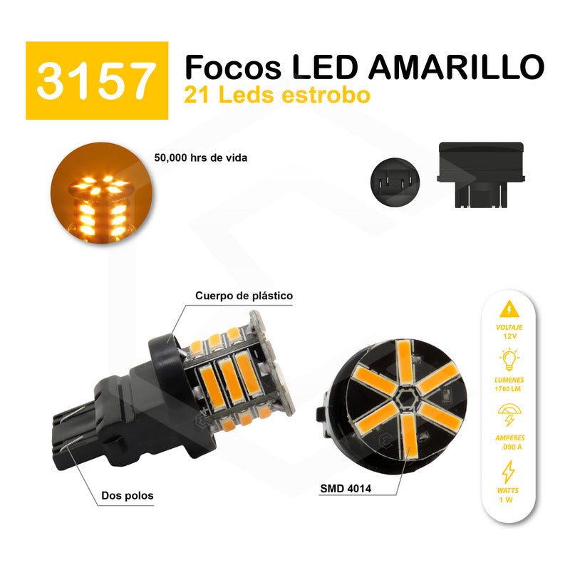 Par 2 Focos 3157 1156 1157 7440 7443 1176 21 Leds Estrobo