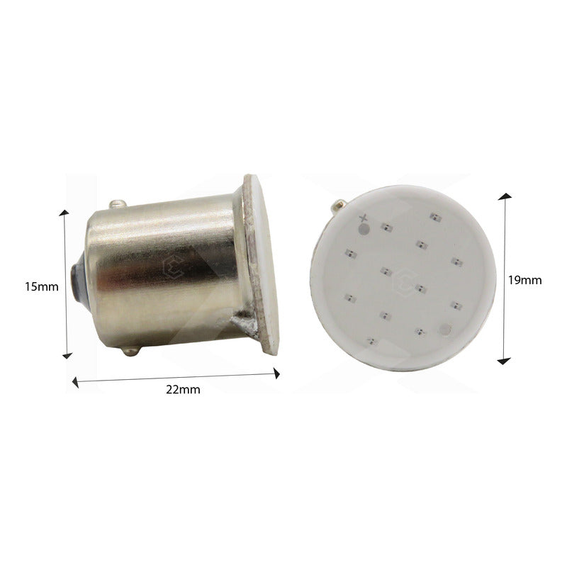 10 Focos 1156 1157 Led Cob Cuarto Stop Direccional Reversa