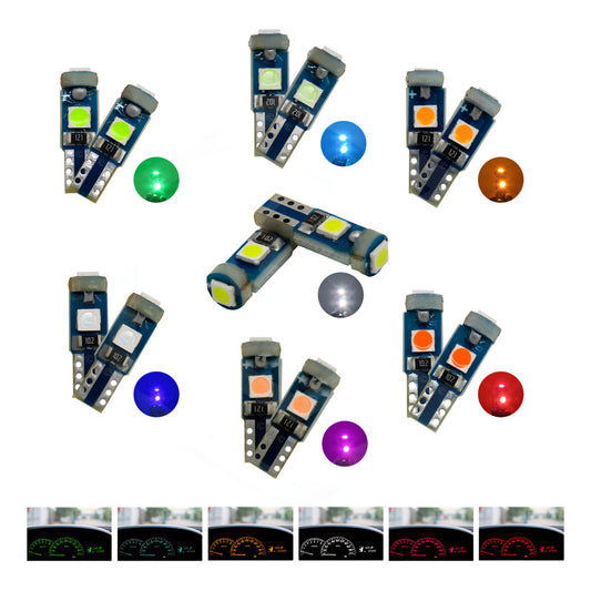Kit 10 Focos 3 Leds Tablero Mandos T5 3030 3w 12v Colores