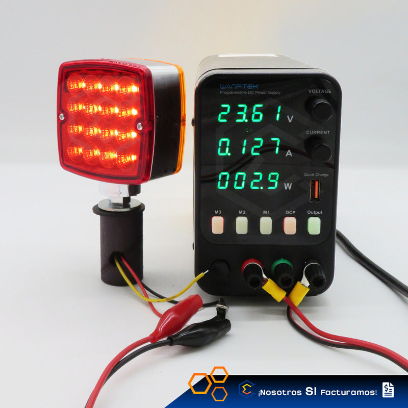 Par De Plafón Direccional Cuadrada 32 Leds Rojo Ámbar 12-24v