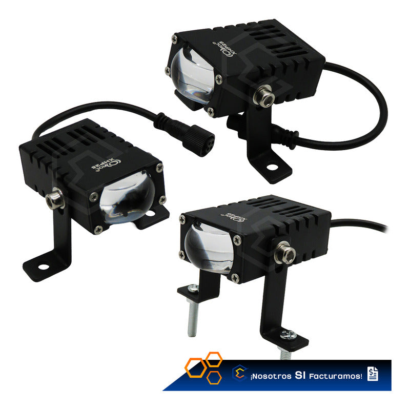 Par De Faros 6 Led Rectangular Lupa Blanco Ambar Flood 9-30v