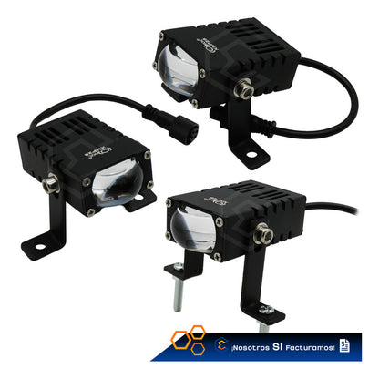 Par De Faros 6 Led Rectangular Lupa Blanco Ambar Flood 9-30v