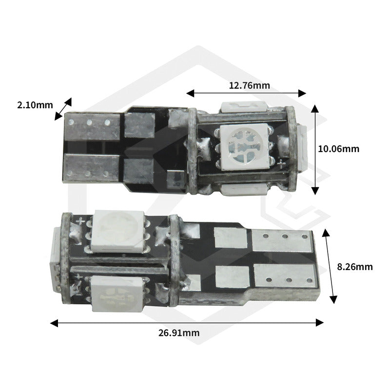 Kit De 10 Focos De Pellizco T10 5  Leds 5050 Alta Potencia