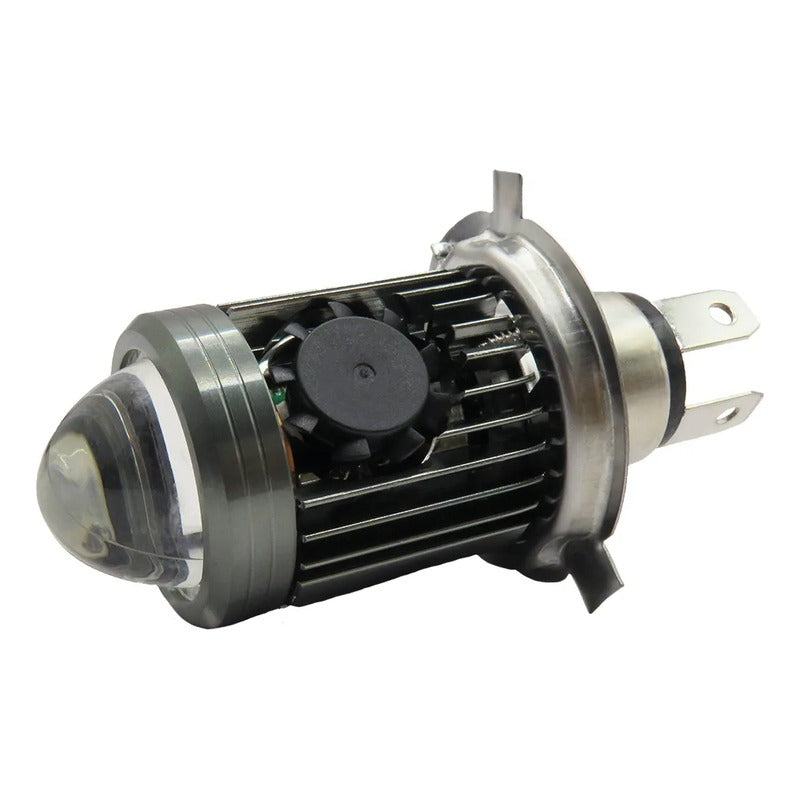 Foco Moto H4 Lupa Con Ventilador Ba20d Bicolor 6 Leds Csp