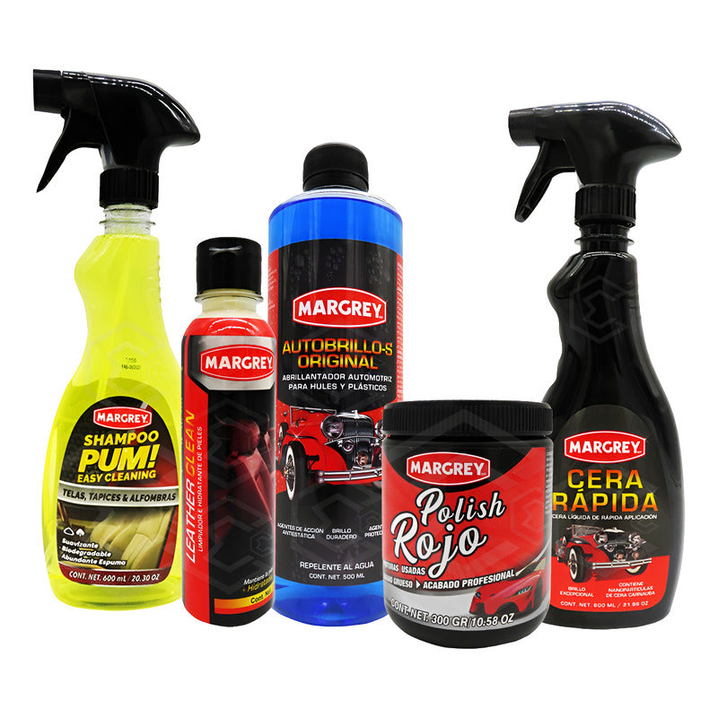 Kit Leather Clean, Pum, Cera Rapida,autobrillo, Polish Rojo
