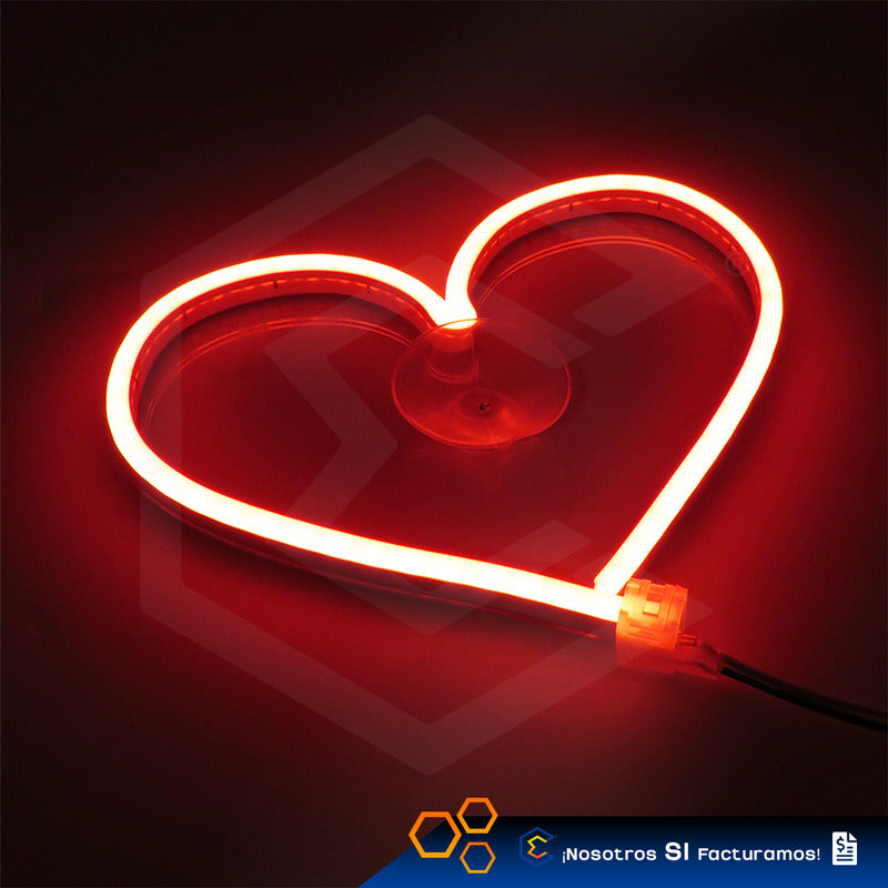 Figura Corazon Led Luz Neon Parabrisas Chupón Grande26cm 12v