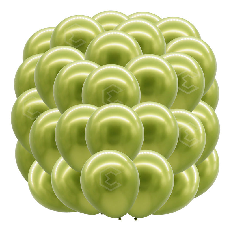 Bolsa 50 Globos Verde Claro Metalico #10 Fiestas Bodas Latex Verde Claro Metalico