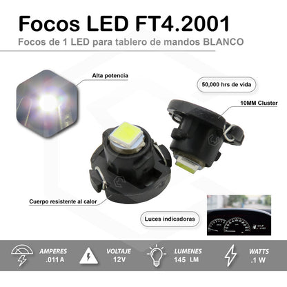 Kit 10 Focos Led T4.2 10 Mm Clúster Para Tablero Fija 12v
