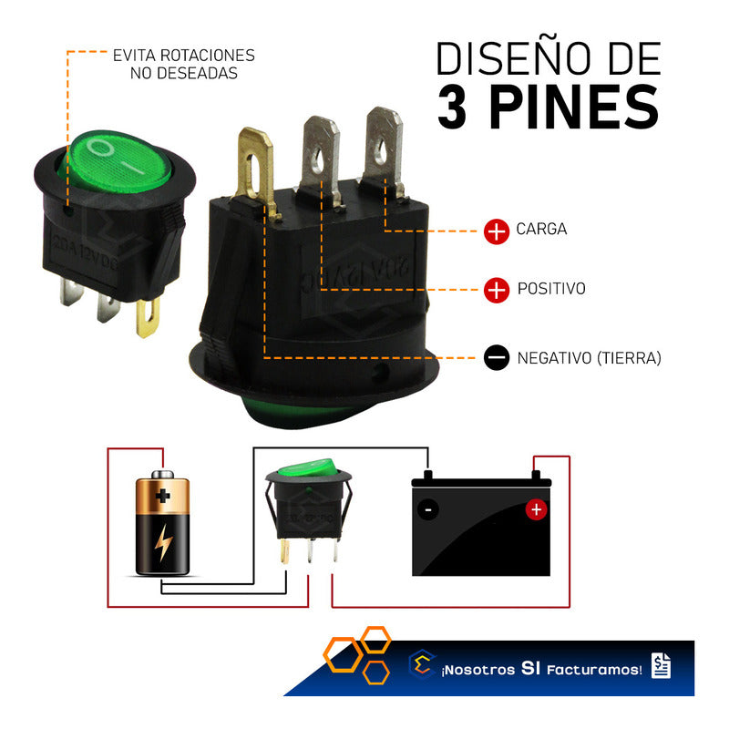 Switch Interruptor De Tecla Redondo 1 Paso Con Luz 1 Pieza