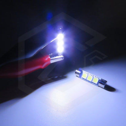 4 Focos Fusibles Festoon 28mm 31 Mm T6.3 Con 3 Led Viseras