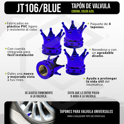 Kit 4 Tapon Cubre Pivote Válvula Metálico Corona Auto Moto