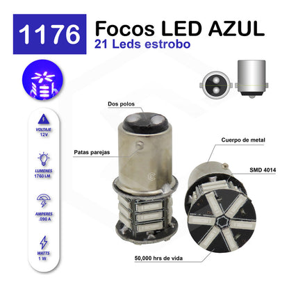 Par 2 Focos 3157 1156 1157 7440 7443 1176 21 Leds Estrobo