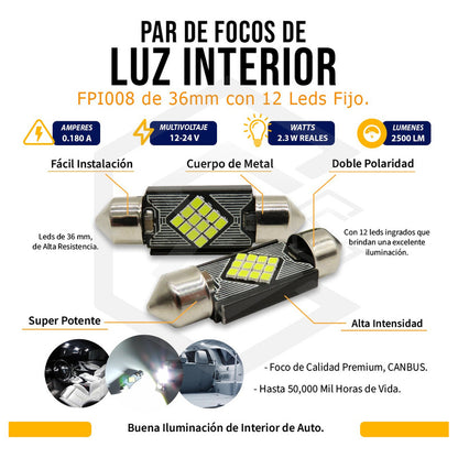 2 Focos 12 Led Canbus C10w Festoon Fusible Interior 12/24v