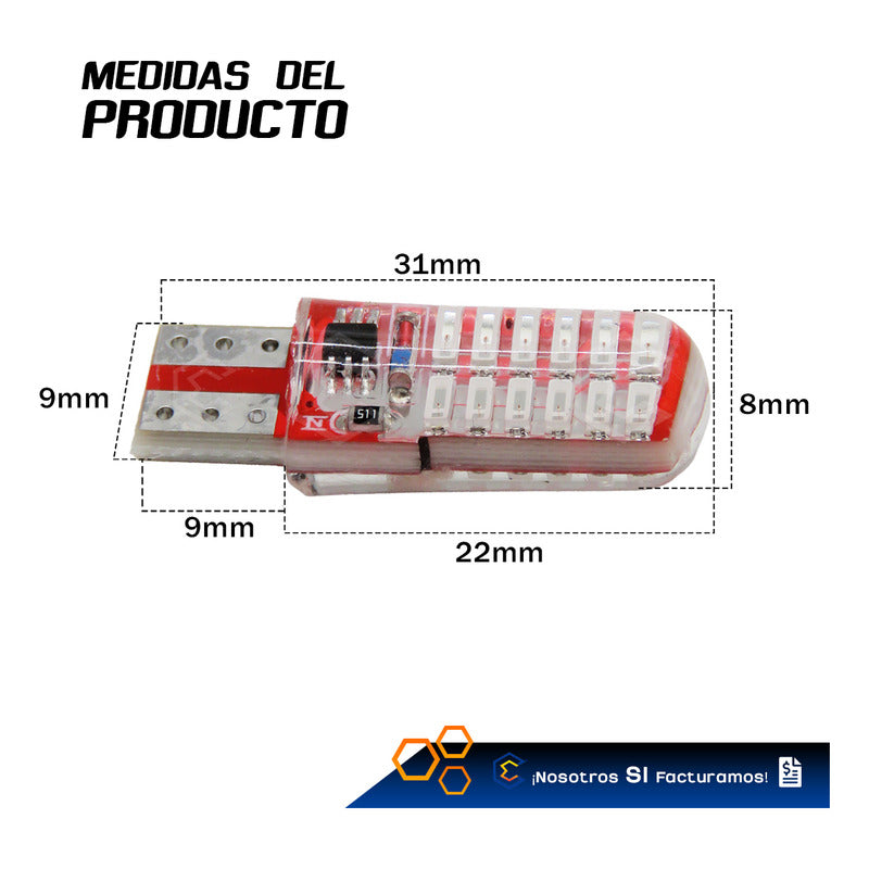 Kit 10 Focos De Pellizco 24 Leds Smd T10 Gel Luz Estrobo 12v