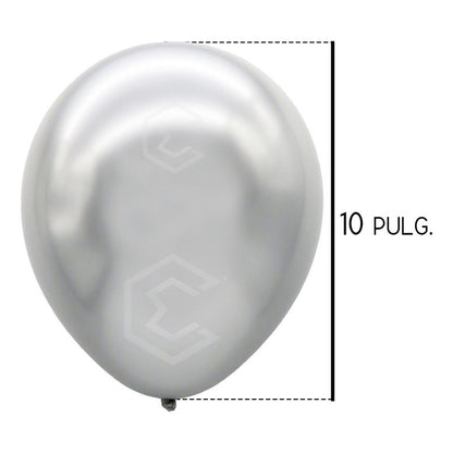 Bolsa 50 Globos Plata Metálico #10 Fiestas Y Bodas Latex