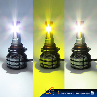 2 Focos Led 9006 Ventilador Alta Baja Tricolor 18000lm 12-24 9006