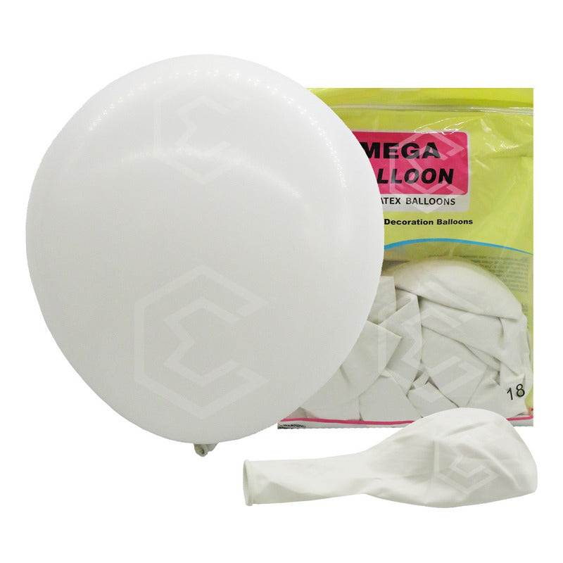 Bolsa 25 Globos Blanco Brilloso #18 Adorno Fiest Bodas Latex Blanco