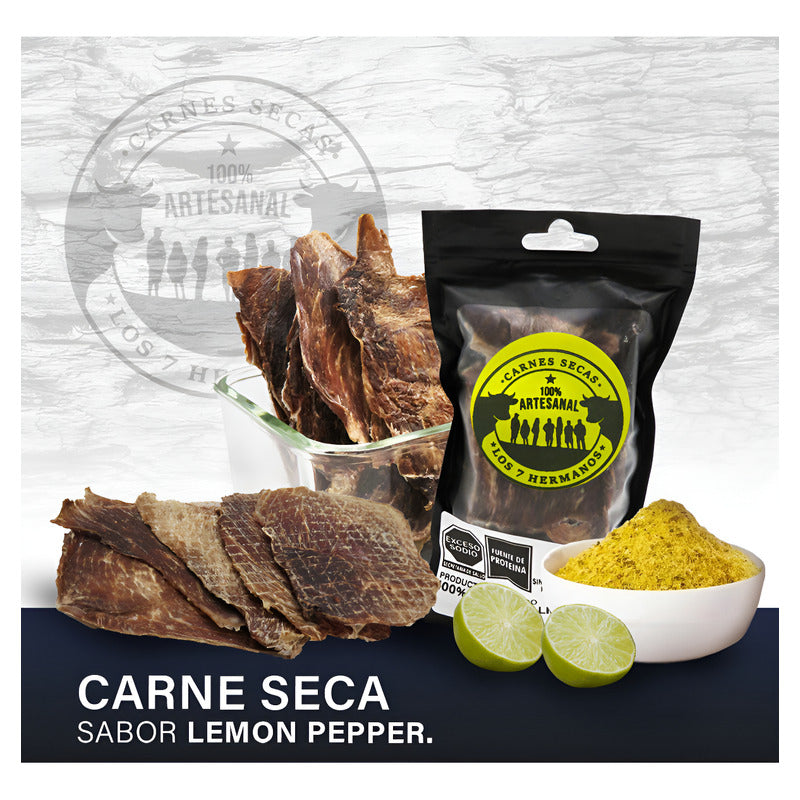 Carne Seca Laminada Artesanal De Res Lemon Pepper Snack 100g