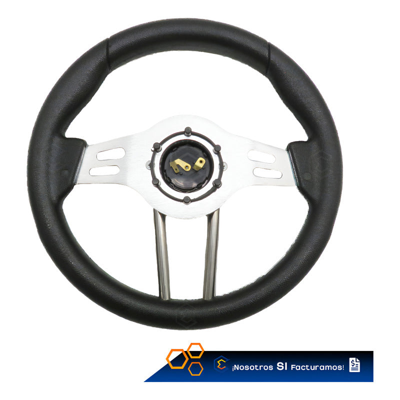 Volante Deportivo Universal Metal Ranuras Fibra Carbón 33cm