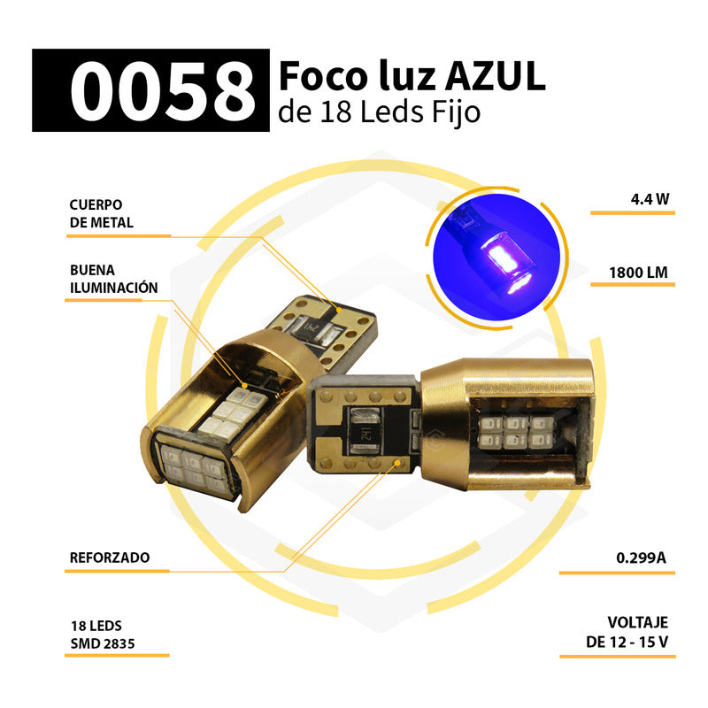 Par De Focos De Pellizco T10 18 Leds Canbus Aluminio 12v