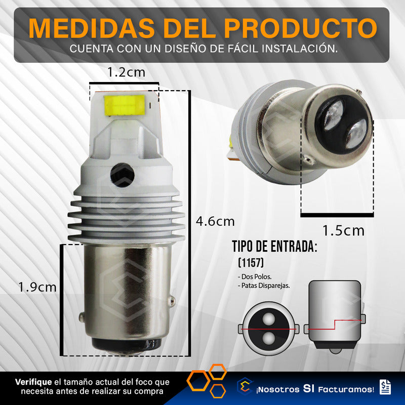 Par De Focos 1157 12 Leds Csp Canbus Fijo 10-60v 11w 1100lm