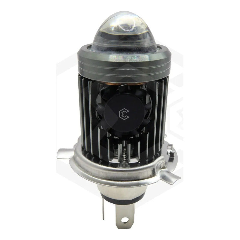 Foco Moto H4 Lupa Con Ventilador Ba20d Bicolor 6 Leds Csp