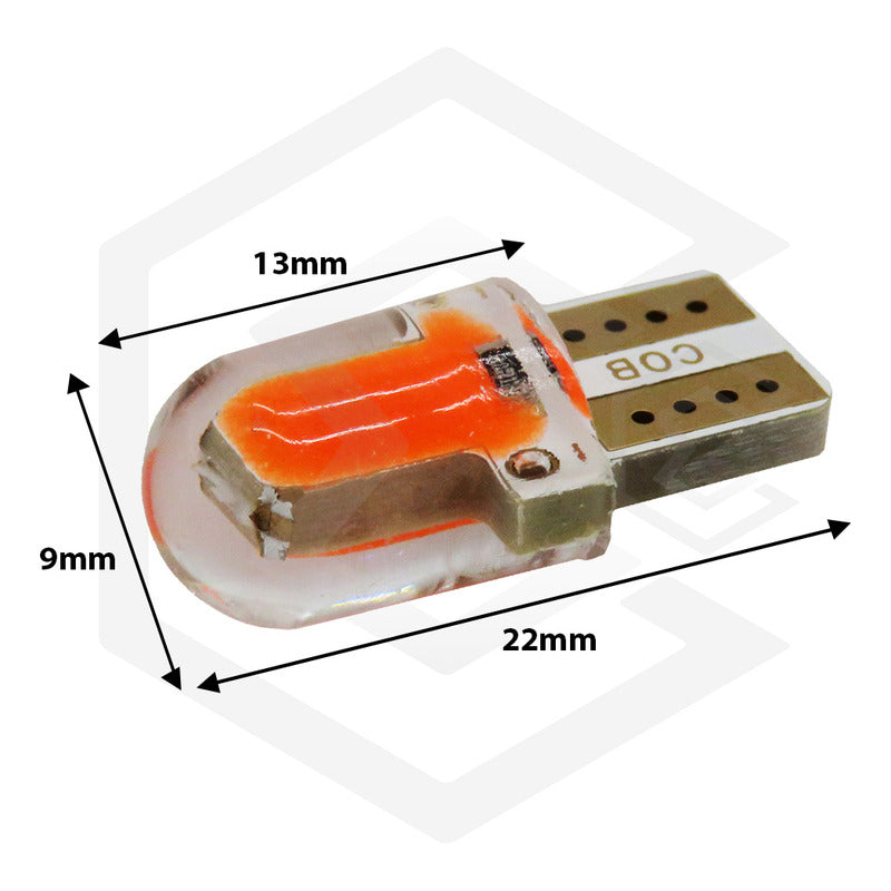 Kit 5 Pares  Focos Led Cob Pellizco T10 Silicon Auto Moto