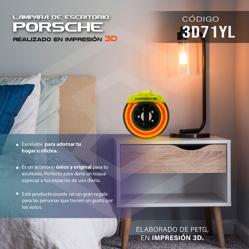 Lampara Led Disco Freno Porsche Caliper Decorativa 3d Petg