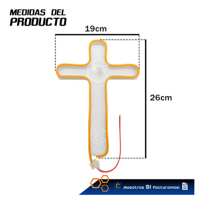 Figura Cruz Led Luz Neon Parabrisas Chupón Grande 26cm 12v