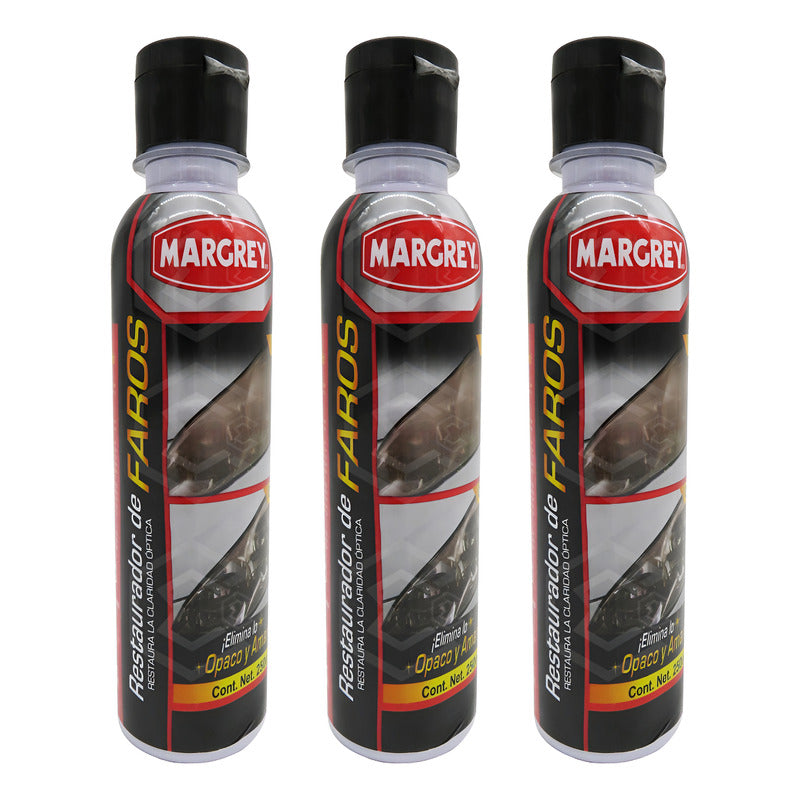 3 Restaurador Para Faros Excelente Acabado 250 Ml Margrey Agua