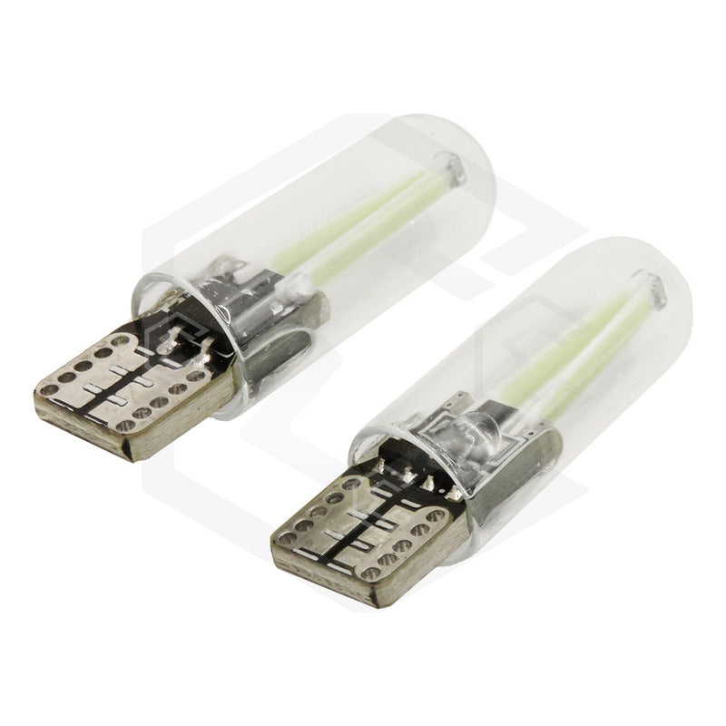 Par Focos De Pellizco Led Cob Vidrio Filamento Canbus T10 W5