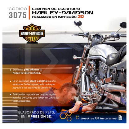 Lampara De Led Harley Davidson Escritorio Decoración 3d Petg Harley