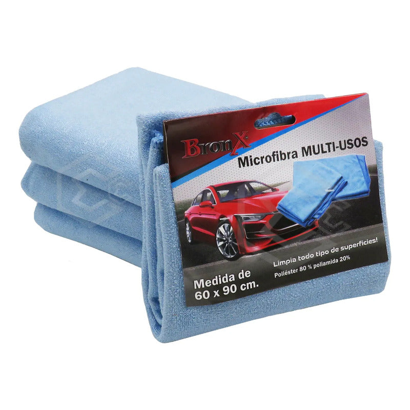 15 Paño Toalla Microfibra Multiusos Ultra Absorbente 60x90cm Azul