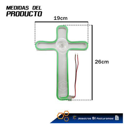 10 Figura Cruz Led Luz Neon Parabrisa Chupón Grande 26cm 12v