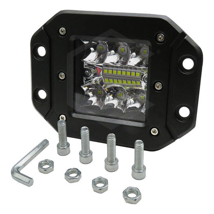 2 Faros Empotrable Fascia 14 Led Blanco O Ambar Fijo 12-24v