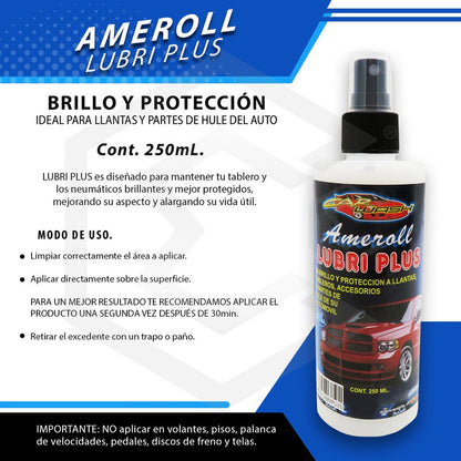 3 Ameroll Abrillantador Protección Llanta Tablero Hule 250ml Blanco