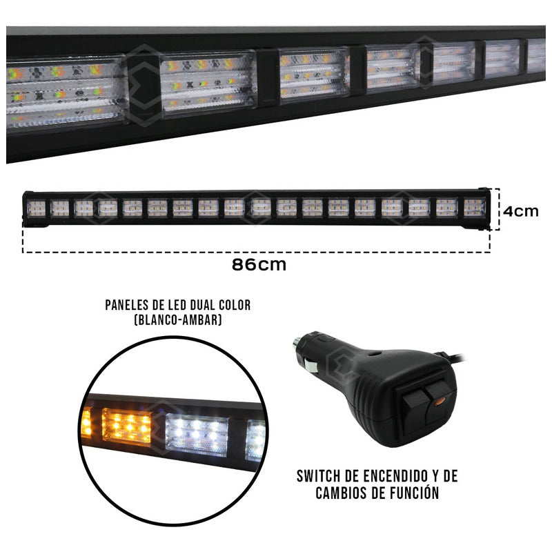 Barra 324 Led 19 Funciones 18 Módulos Bicolor Estrobo 12-24v