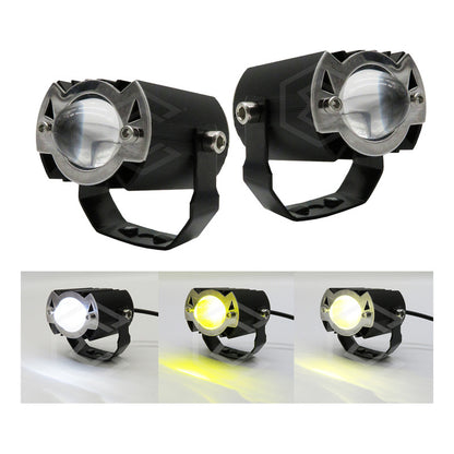 Par De Faros 6 Leds Con Lupa Bicolor 3 Funciones 11w 12-24v