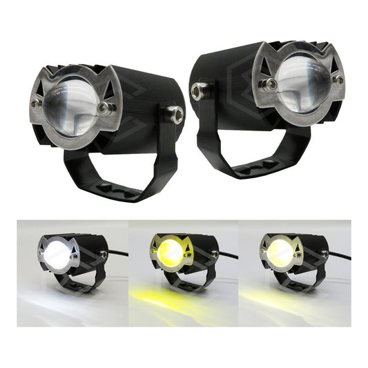 Par De Faros 6 Leds Con Lupa Bicolor 3 Funciones 11w 12-24v