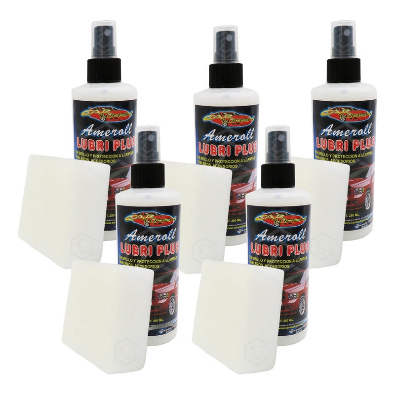 5 Ameroll Abrillantador Protección Llanta Tablero Hule 250ml Blanco