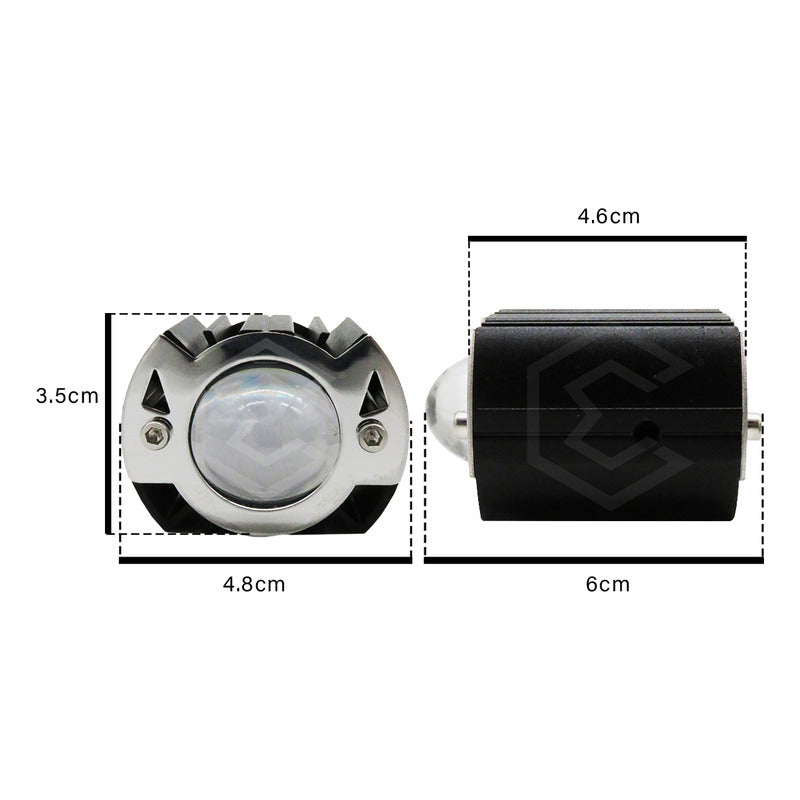 Par De Faros 6 Leds Con Lupa Bicolor 3 Funciones 11w 12-24v