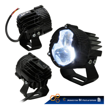 Par Faros 7 Led 2lupa Flood Spot Bicolor Fijo Estrobo 10-60v