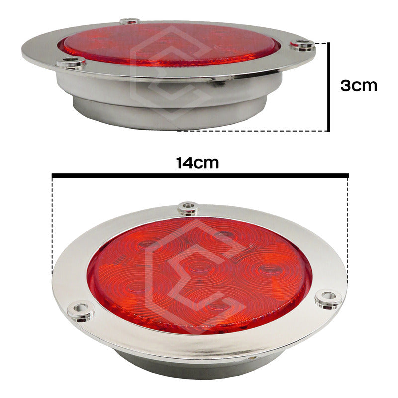 10 Plafón 6led Redondo Luz Traser Camión Estrobo Stop 12-24v