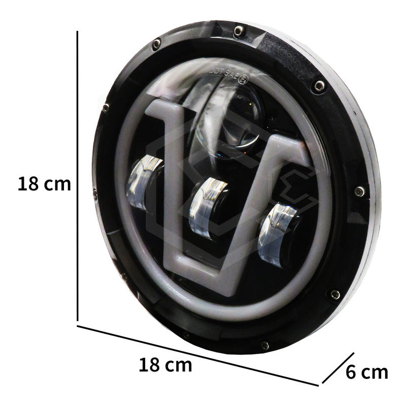 Par Faros Led 7'' Pulgadas Redondo Jeep Vocho 4 Lupas 12-24v