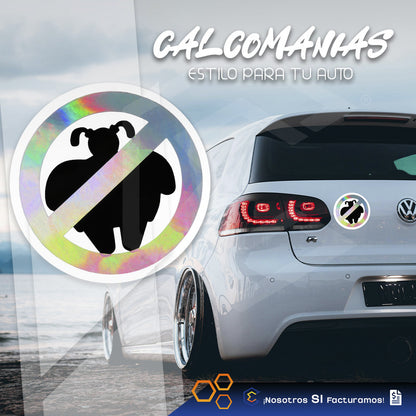 Calcomanía Sticker Vinil Prohibido No Gordas Auto Moto 15cm
